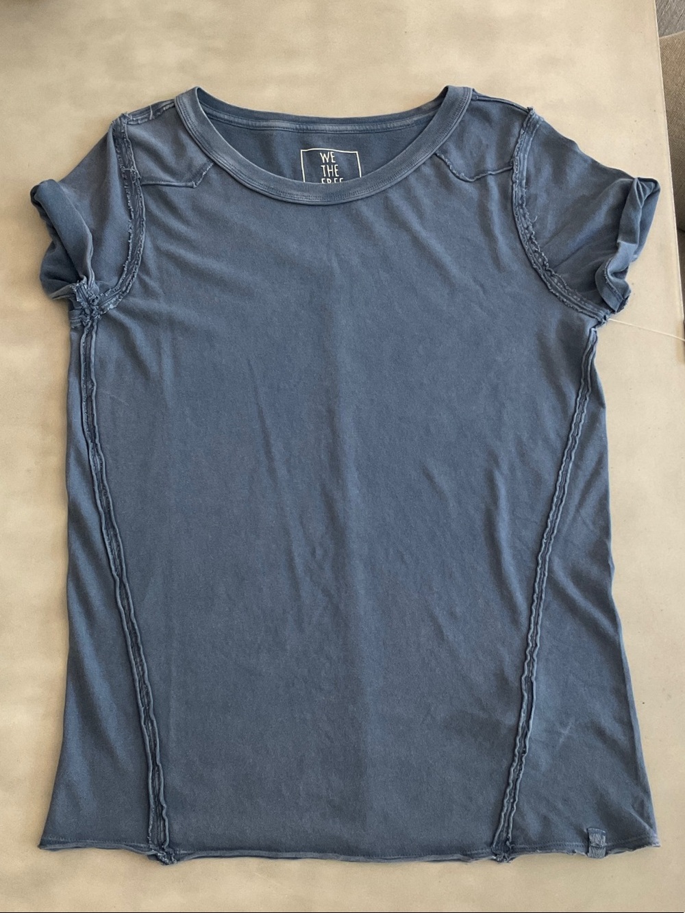 We The Free Slate Blue Short Sleeve Seam-Trim Tee